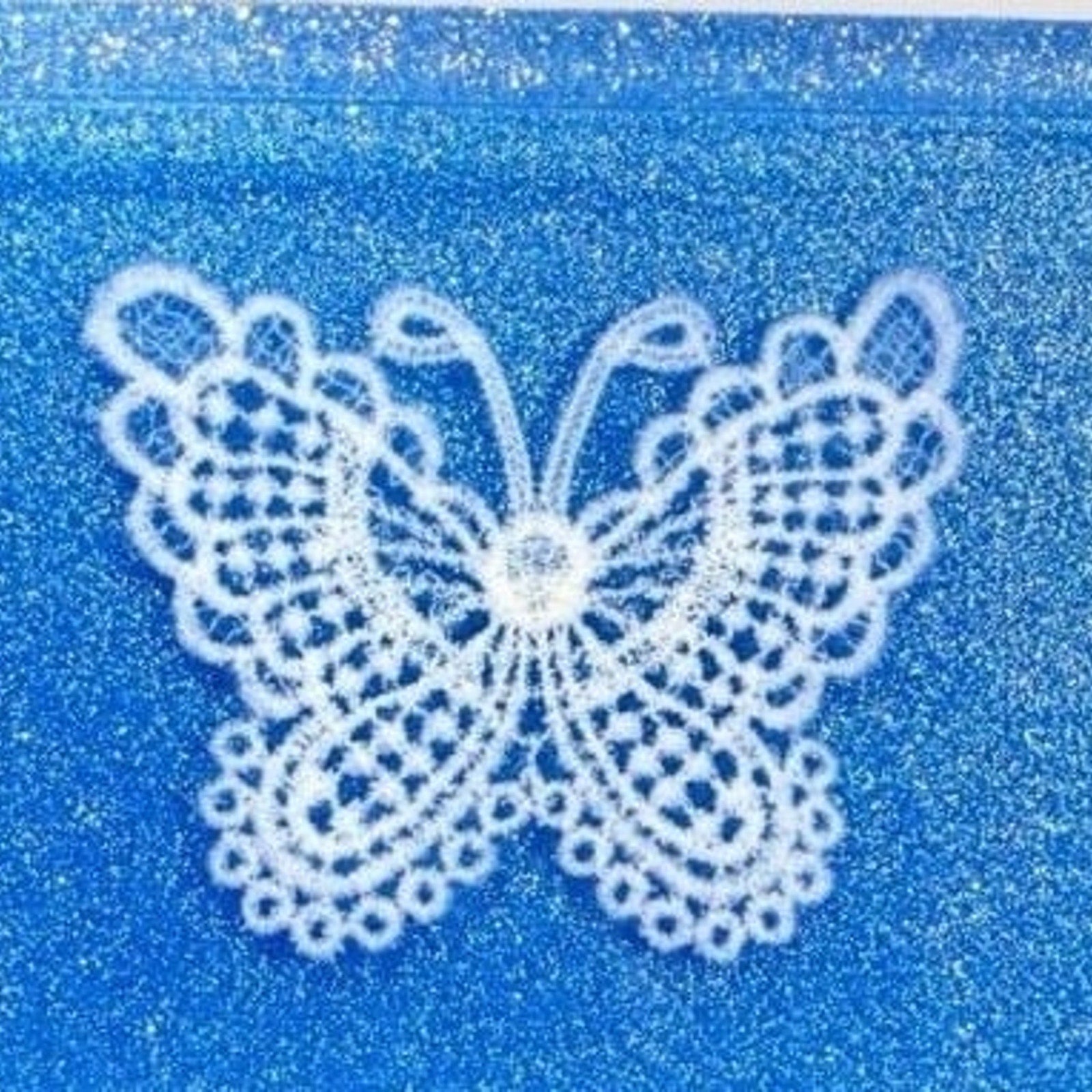 Handmade Real Lace Butterfly Trinket Tray Epoxy Resin Jewelry Dish Catchall