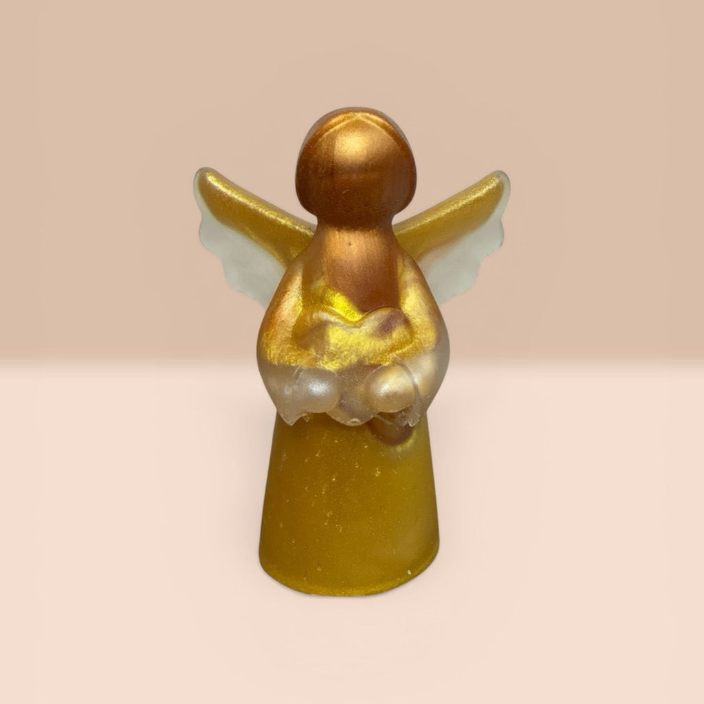 Handcrafted Epoxy Resin Angel Shelf Sitter • Gold Angel Figurine Decor Spiritual