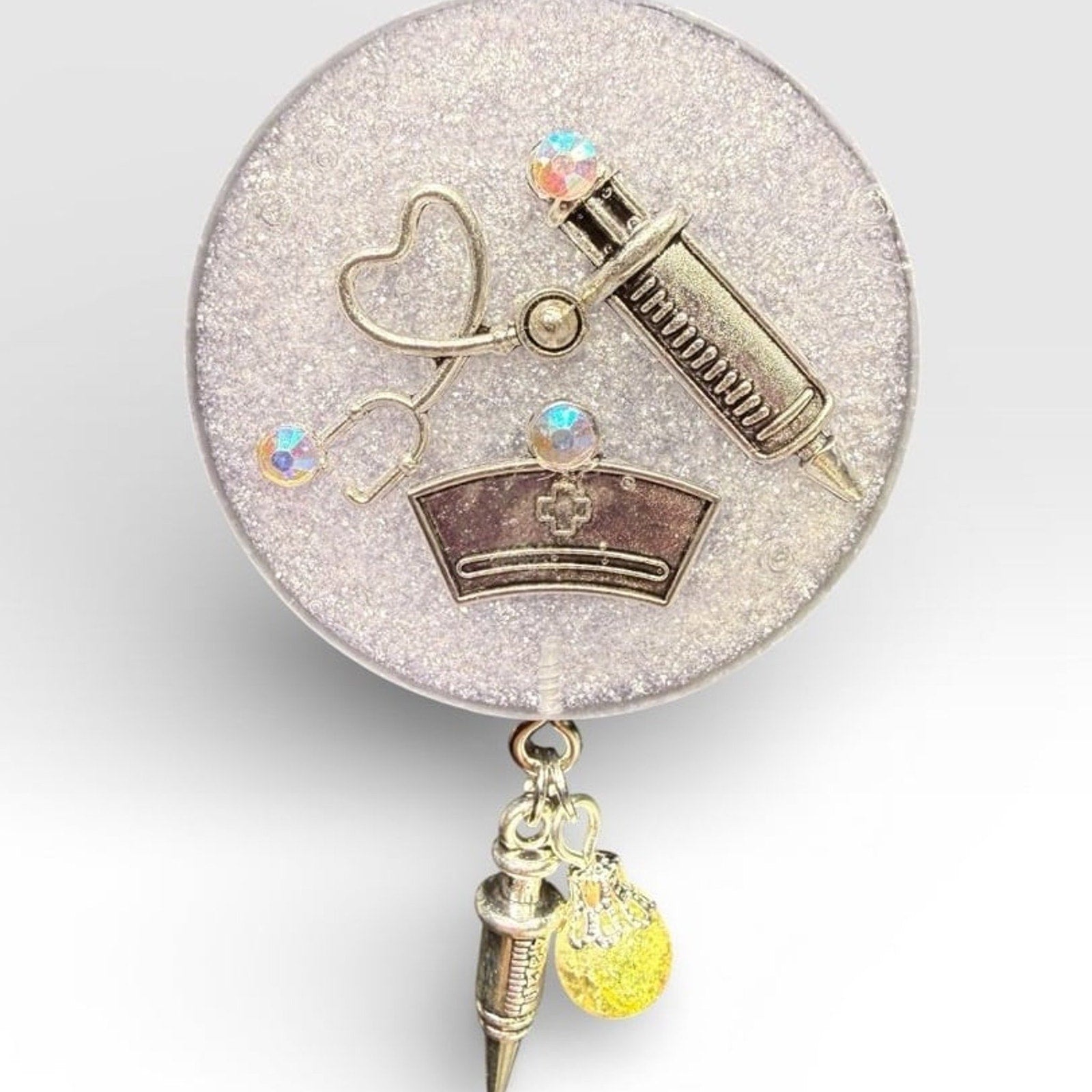 Handmade Resin Nurse Frig Magnet Medical Stethoscope Syringe Dangle Charm