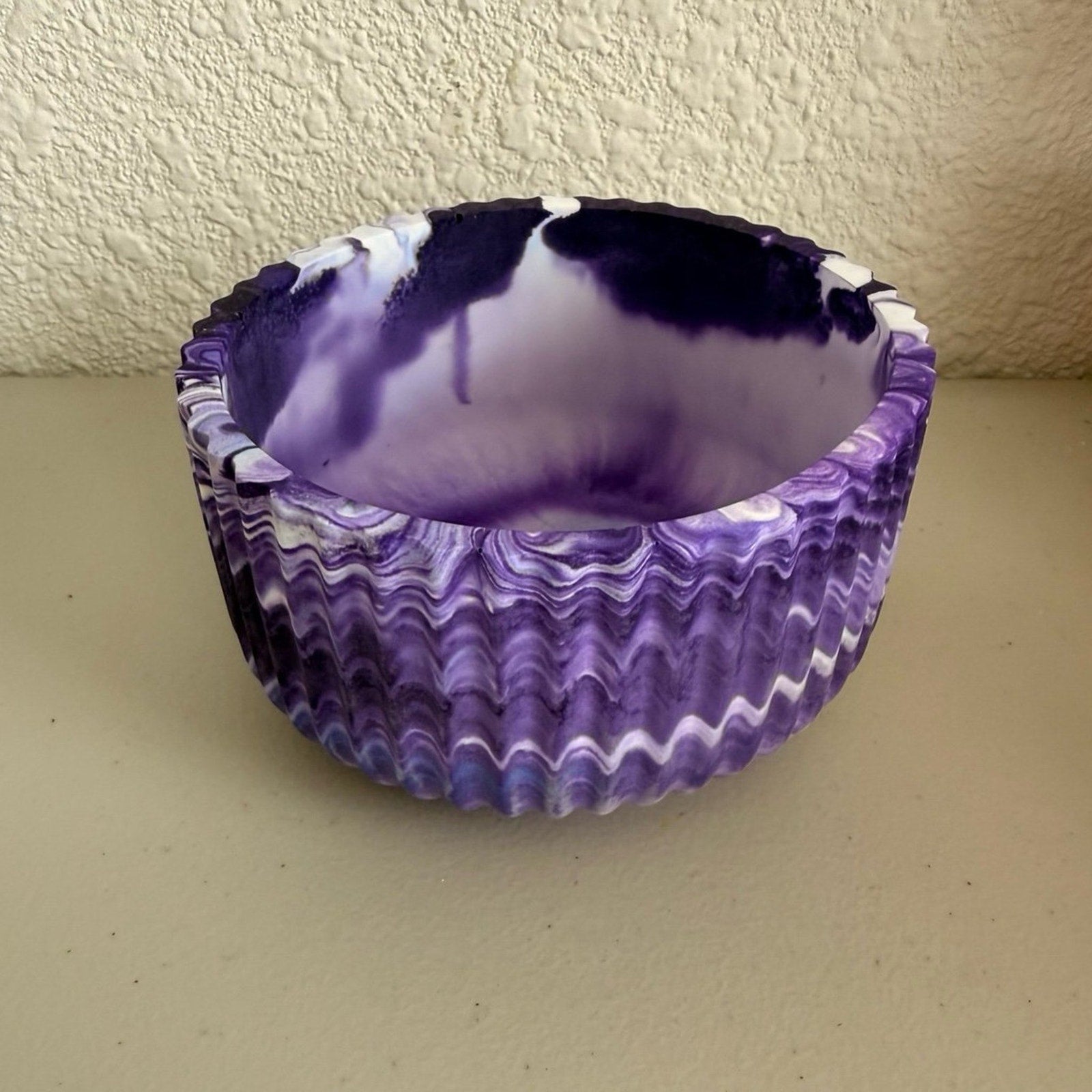 Handmade Eco Resin Bowl | Purple Marbled Catch-All | Modern Decorative Bowl
