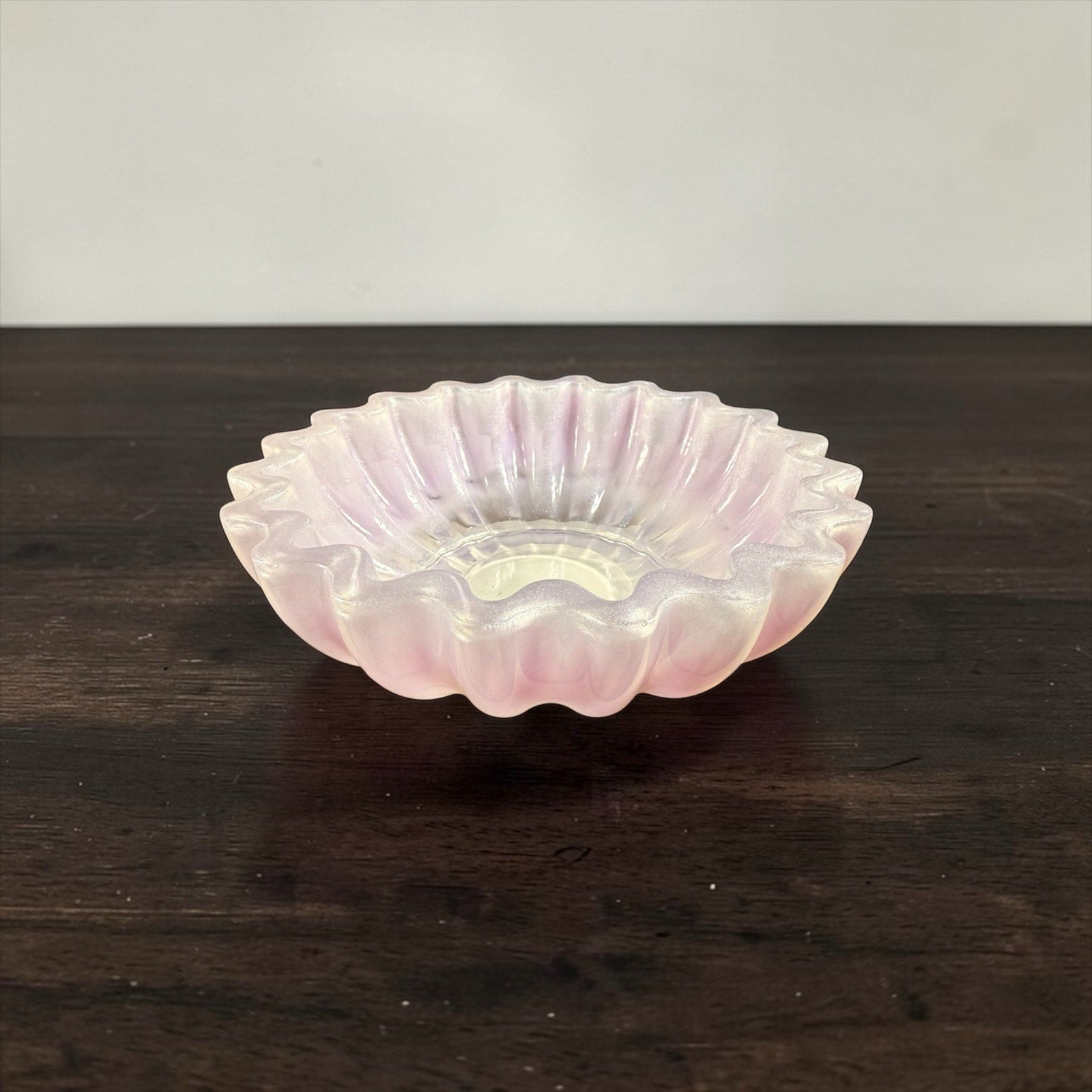 Handcrafted Resin Catchall Bowl Pink Shimmer Jewelry Dish Vanity Decor Boho