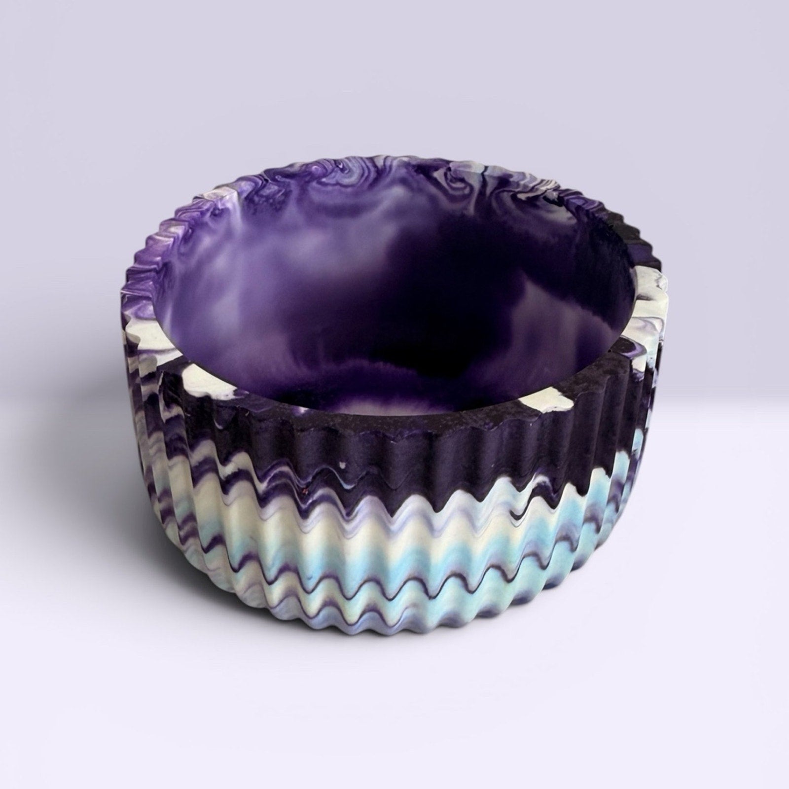 Handmade Eco Resin Bowl | Purple Marbled Catch-All | Modern Decorative Bowl