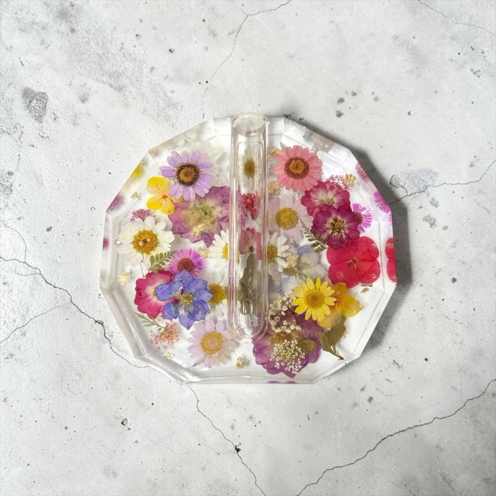 Handmade Pressed Flower Bud Vase | Real Dried Flowers in Crystal Clear Resin |
