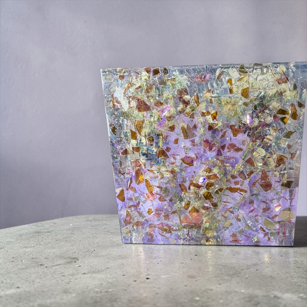 Large EpoxyResin Shelf Sitter Purple Rose Butterfly Decor Bookend Art Desk Decor