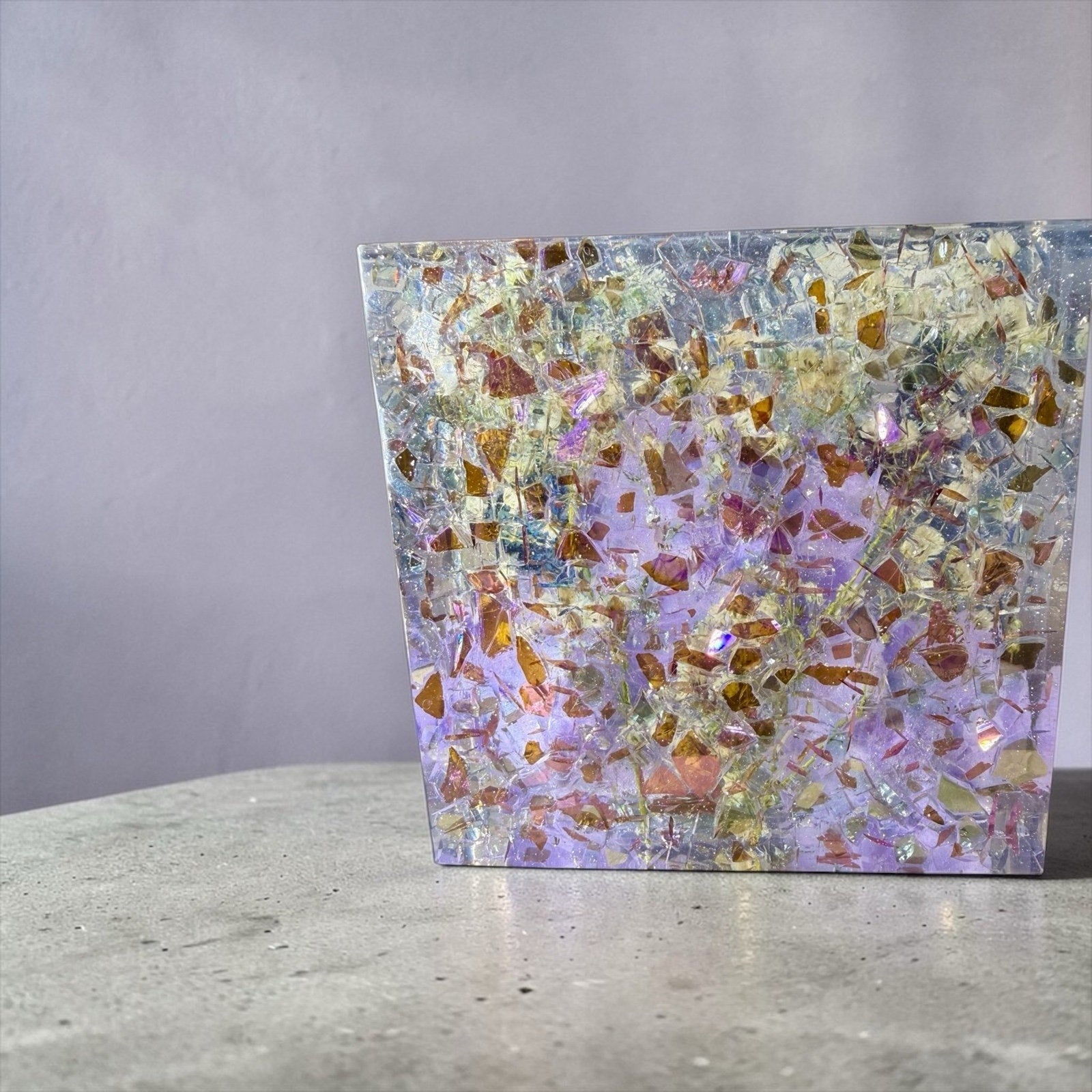 Large EpoxyResin Shelf Sitter Purple Rose Butterfly Decor Bookend Art Desk Decor