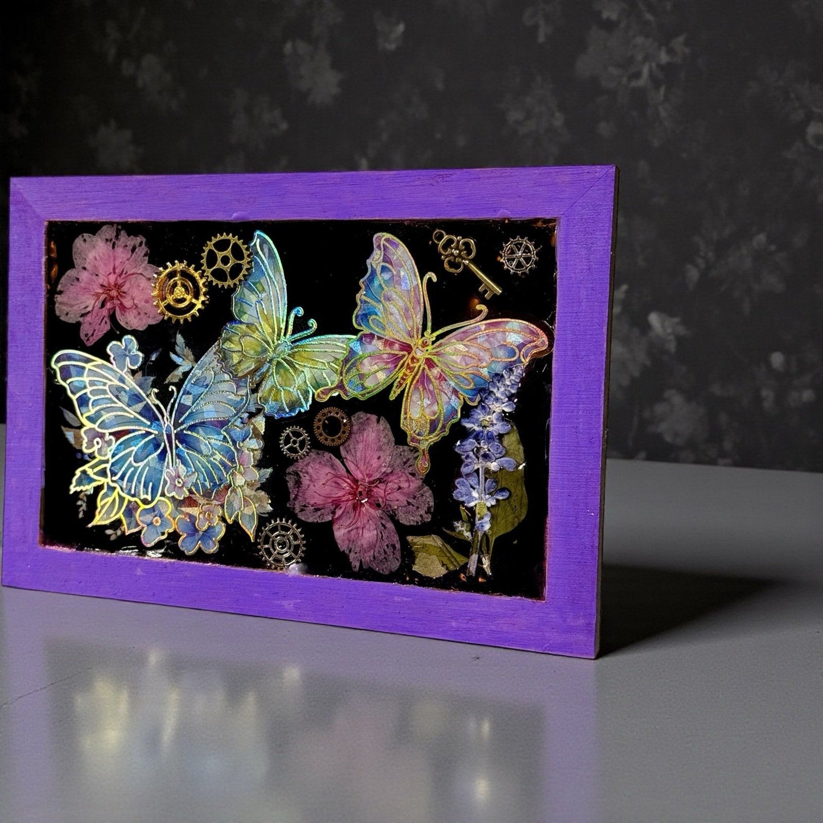 Handcrafted Epoxy Resin Butterfly Chalk Board Art ChiliBeanCollection