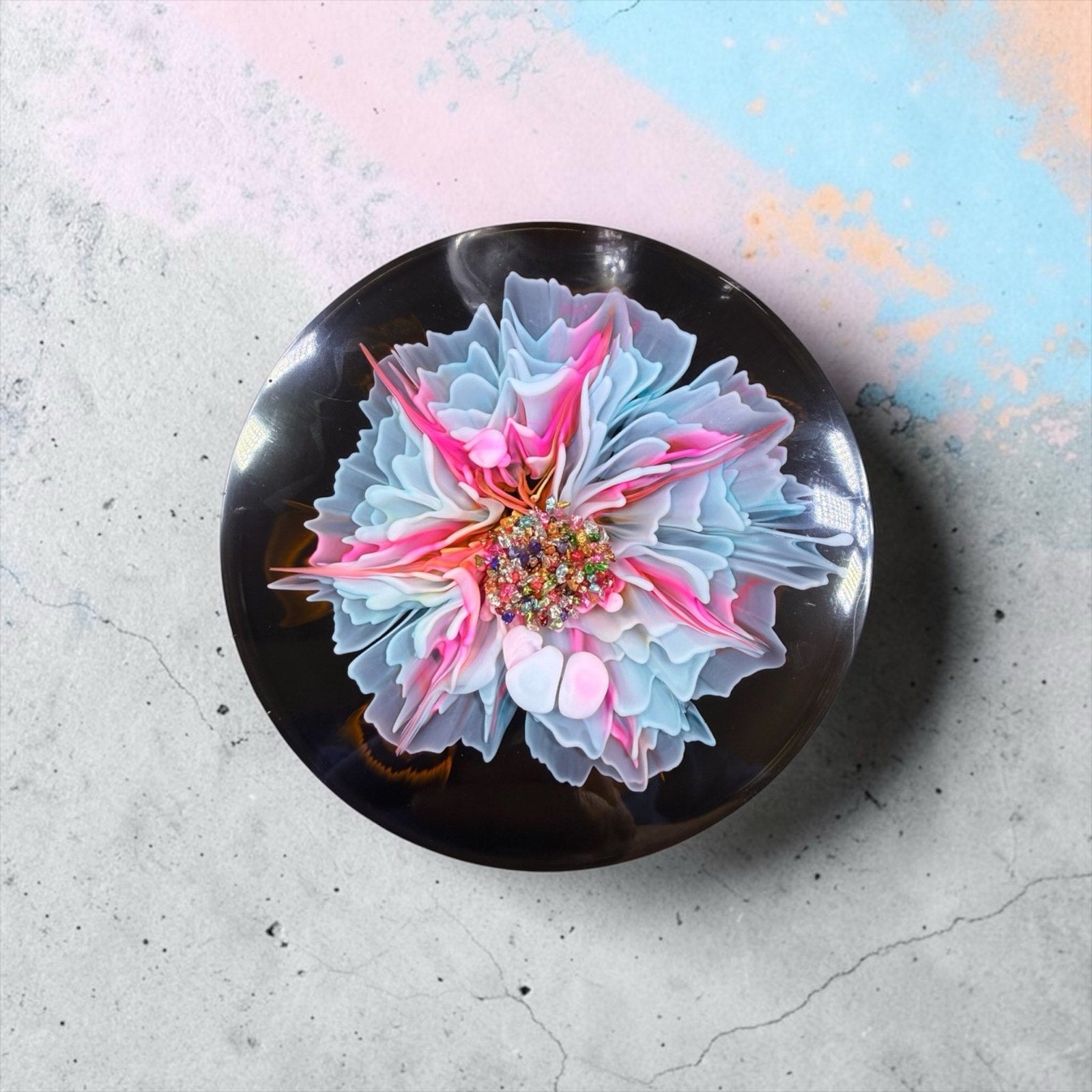 Resin Bloom Art Floral Decor | 3D Sculptural Flower Statement Piece Handcrafted