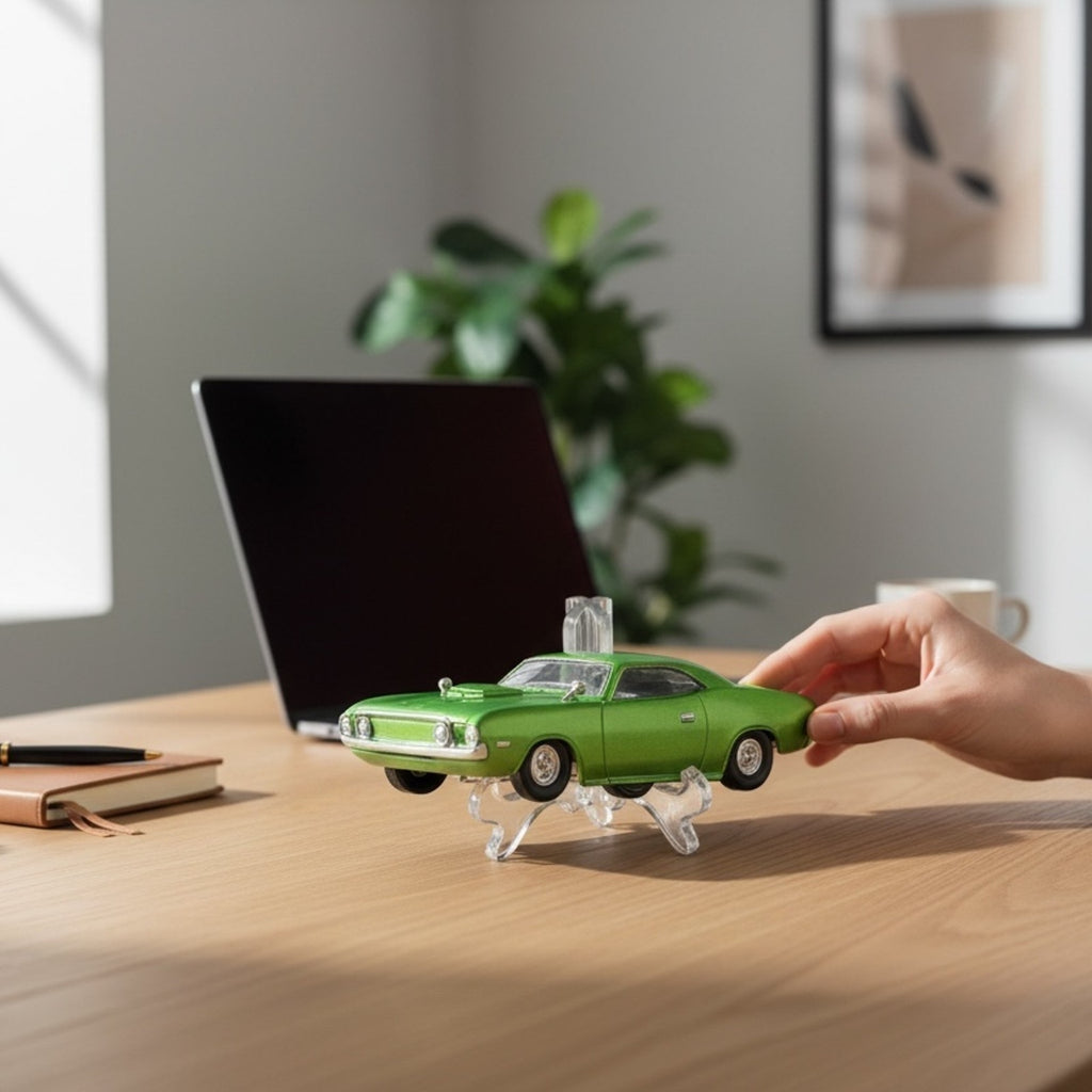 Green Classic Muscle Car Decor | Retro Auto Collectible Handcrafted Resin Gift