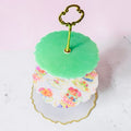 Handmade 3 Tier Resin Tea Party Tray | Floral Dessert Stand | Gold Handle Decor