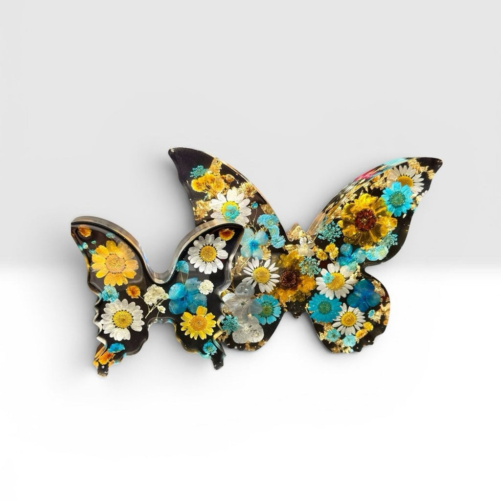 Aurelia Butterfly Set | Handcrafted Resin Botanical Wall Décor | Pressed Floral