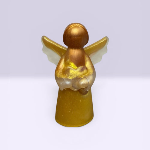 Handcrafted Epoxy Resin Angel Shelf Sitter • Gold Angel Figurine Decor Spiritual