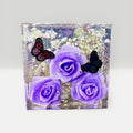 Large EpoxyResin Shelf Sitter Purple Rose Butterfly Decor Bookend Art Desk Decor