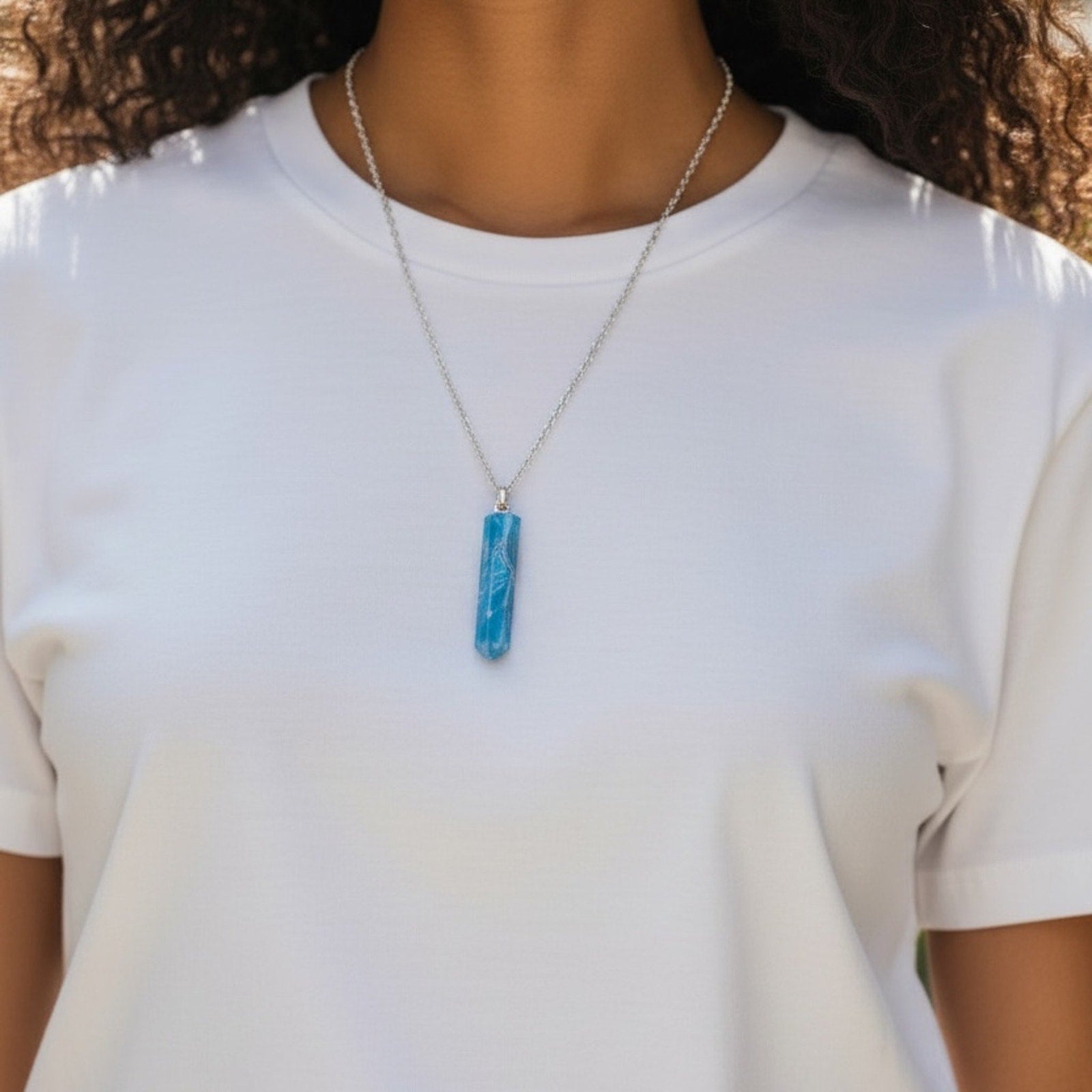 Handmade Blue Resin Pendant Necklace – One of a Kind Statement Jewelry