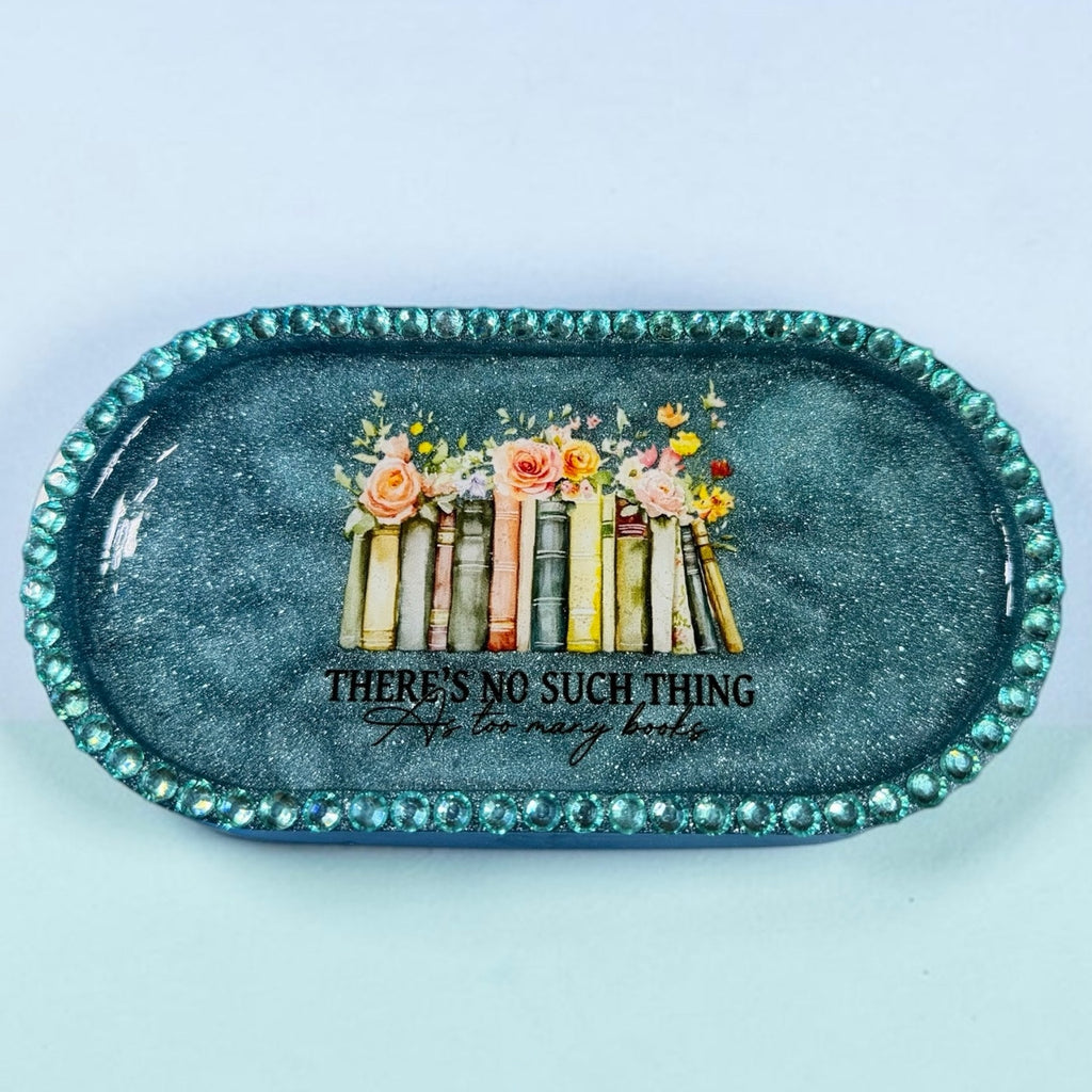 Book Lover Trinket Tray Epoxy Resin Jewelry Dish Reader Gift Decor Moms Day